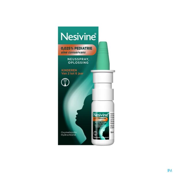 Packshot Nesivine 0,025% Sine Conserv Ped Spray Nas 10ml