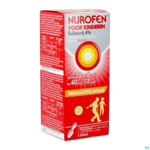 Packshot Nurofen Kind Sinaas 4% Susp Suikervrij 150ml