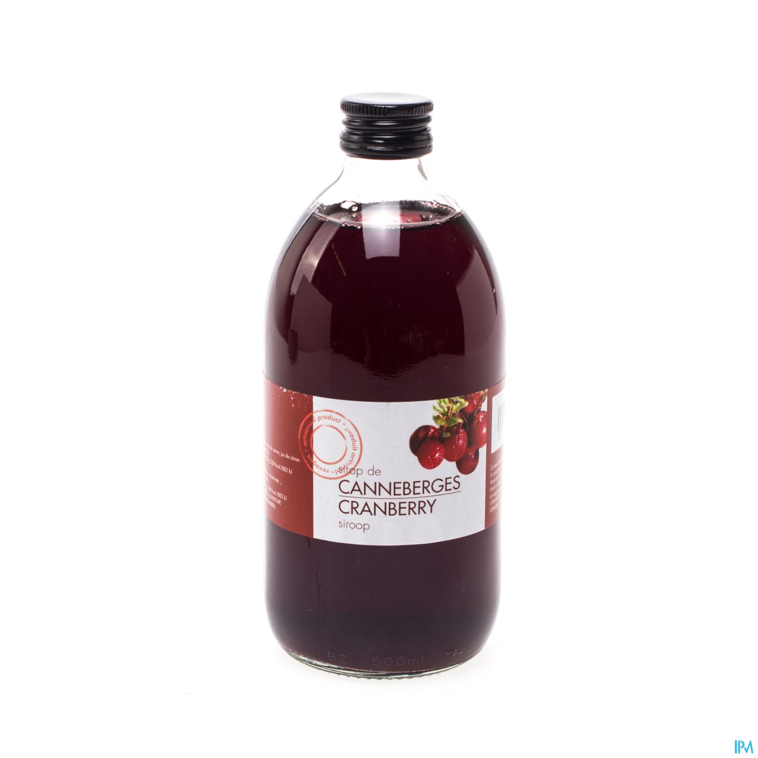 Packshot Cranberrysiroop 500ml 5025 Revogan