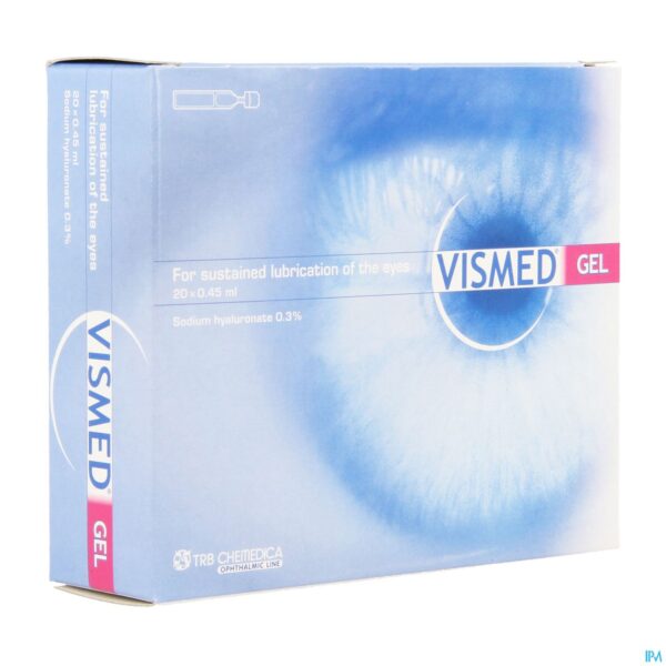 Packshot Vismed Gel Bevochtigen Ogen 0,3% Fl 20 X 0,45ml