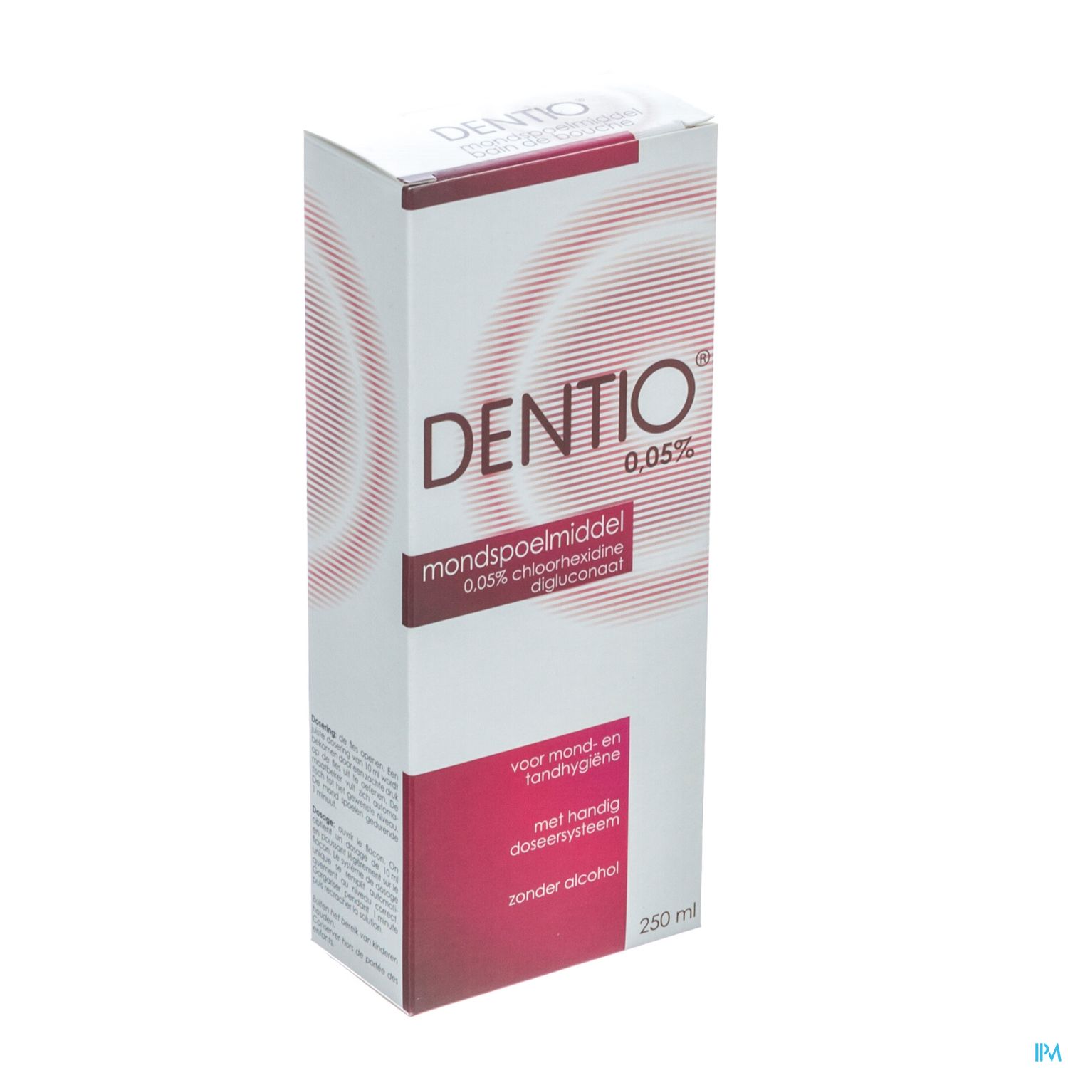 Packshot Dentio Rood 0,05% Mondspoelmiddel 250ml