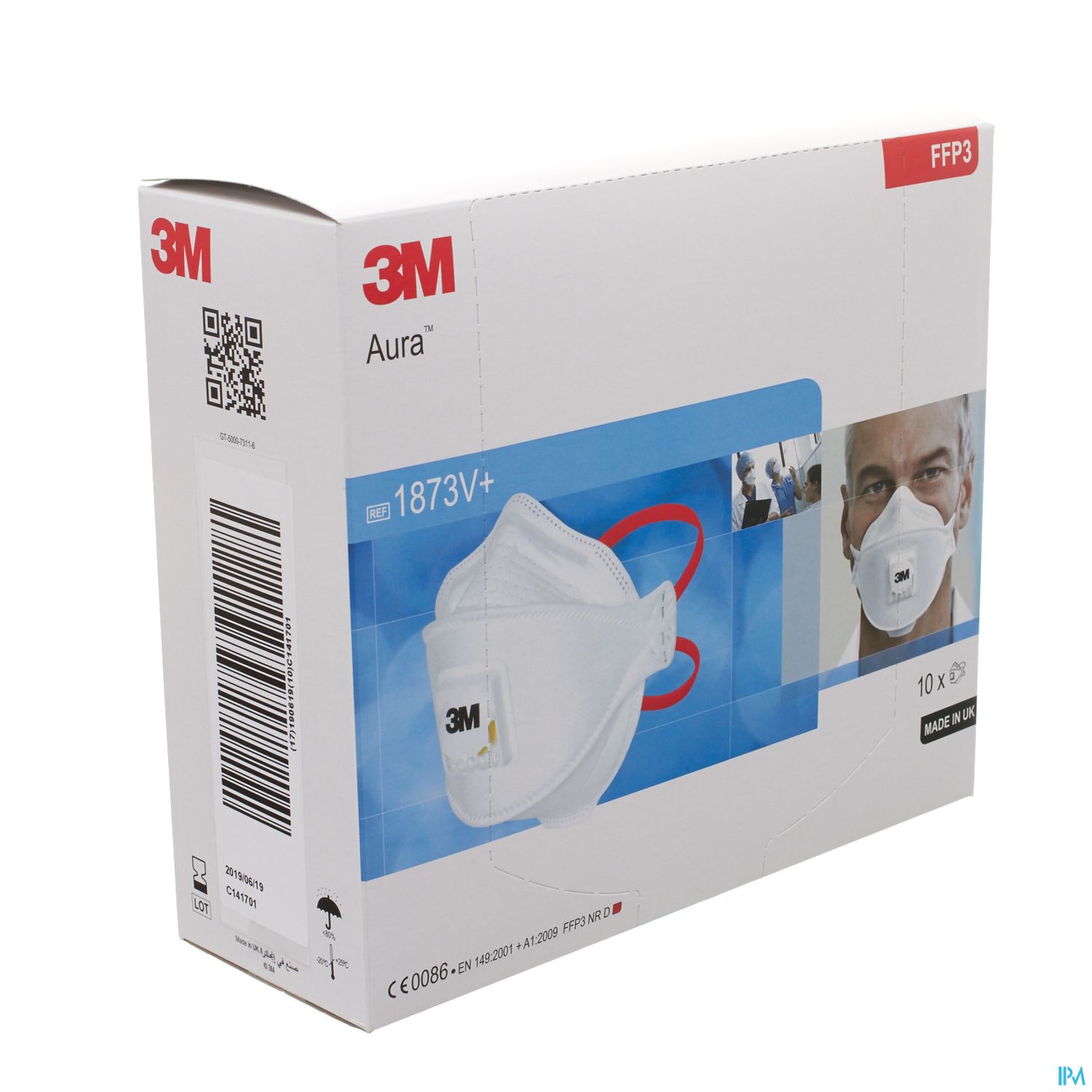 Packshot 3m Ademhalingsmask.+vent. Ffp3 Norm En149 10 1873v