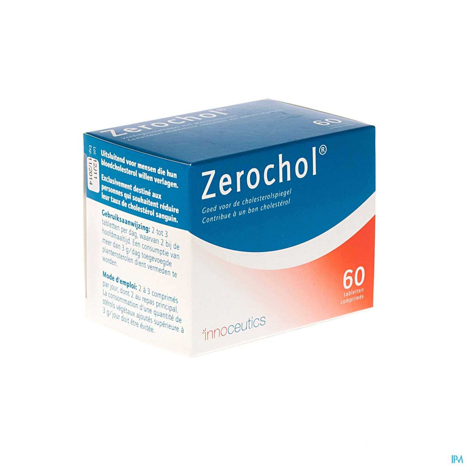 Packshot Zerochol 800mg Nat. Plantenstereolen Tabl 60x800mg