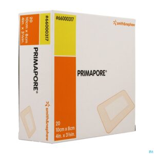 Packshot Primapore S&n Verb Post-op 10cmx 8cm 20 66000317