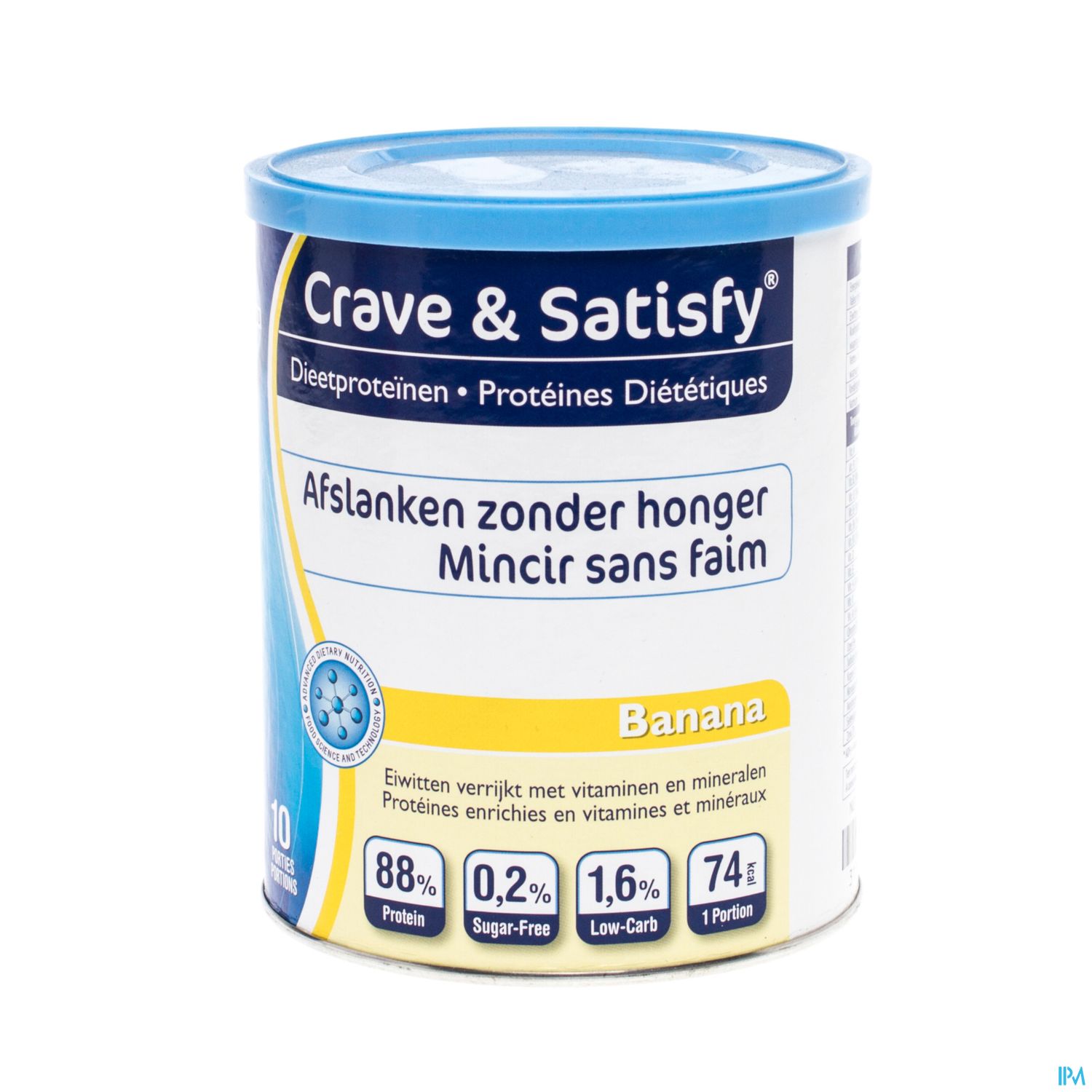 Packshot Crave & Satisfy Dieetproteinen Banana Pot 200g