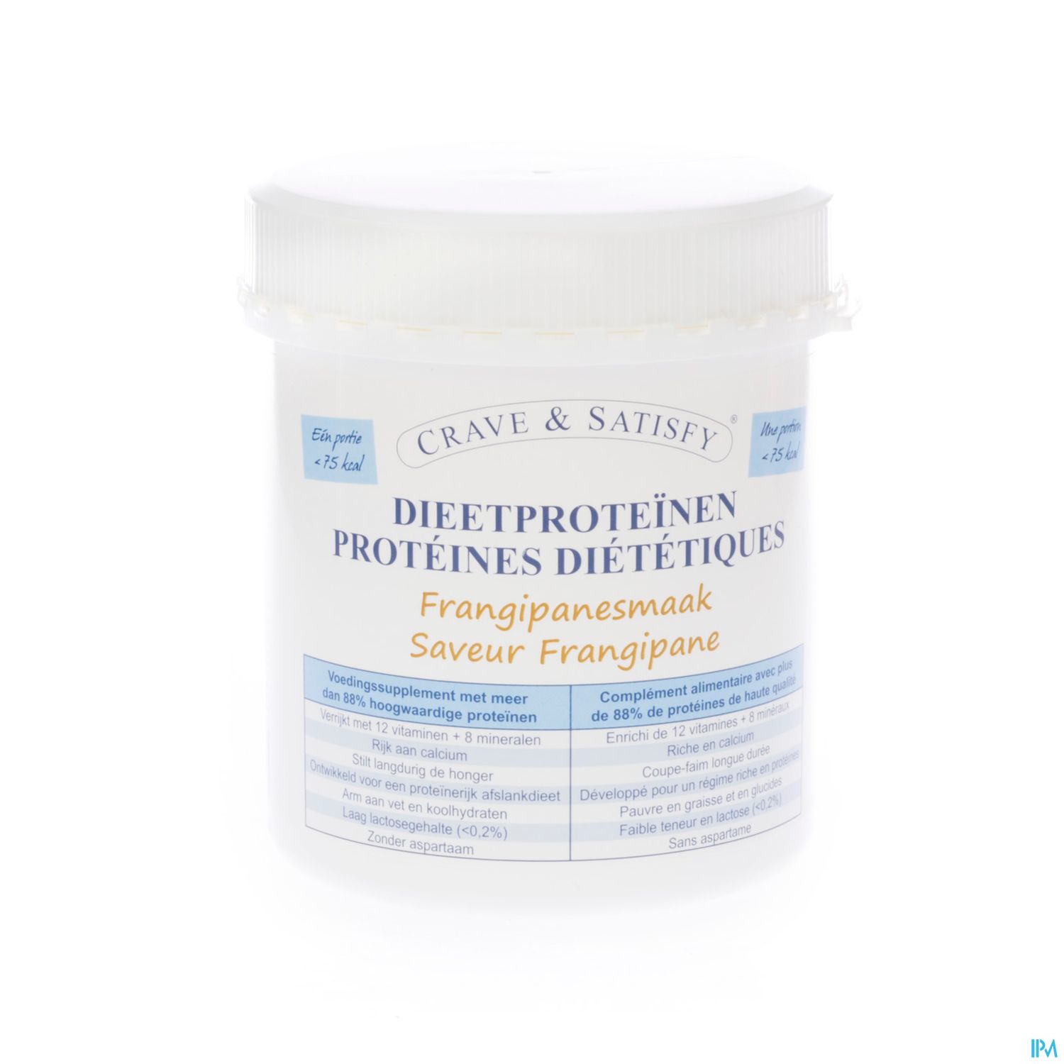 Packshot Crave & Satisfy Dieetproteinen Frangipan Pot 200g