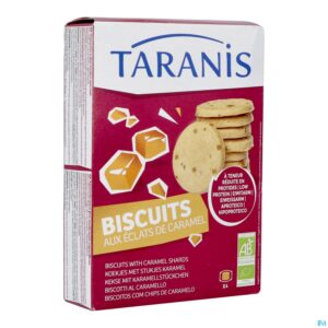 Packshot Taranis Cookies Karamel Stukjes 120g Bio Revogan