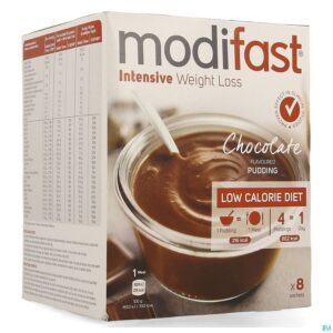 Packshot Modifast Intensive Choco Flavoured Pudding 8x55g