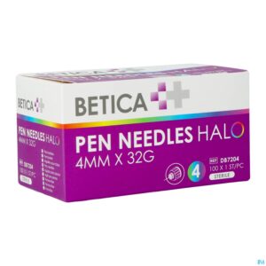 Packshot Betica Pen Needles Halo 4mmx32g 100