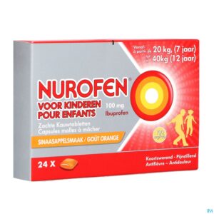 Packshot Nurofen Kind 100mg Zachte Kauwcaps 24