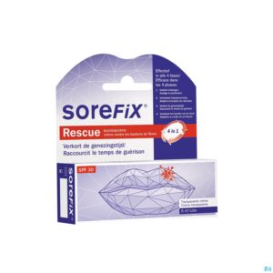 Packshot Sorefix Rescue Oplossing Koortsblaasjes Tube 6ml