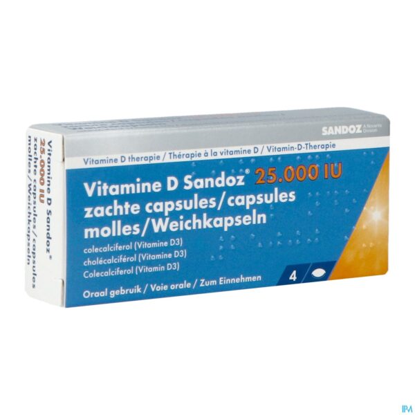 Packshot Vitamine D Sandoz 25000iu Caps Zacht 4