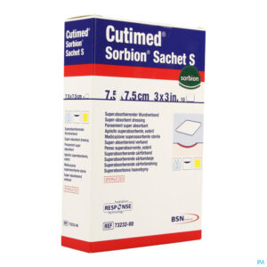 Packshot Cutimed Sorbion Zakje S 7,5x 7,5cm 10 7323200