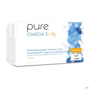 Packshot Pure Omega 3 + D3 Softgels 90